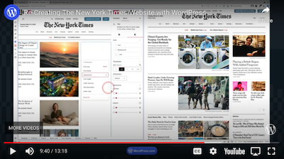 Screenshot of the video, showing the original and the WordPress copy side by side.